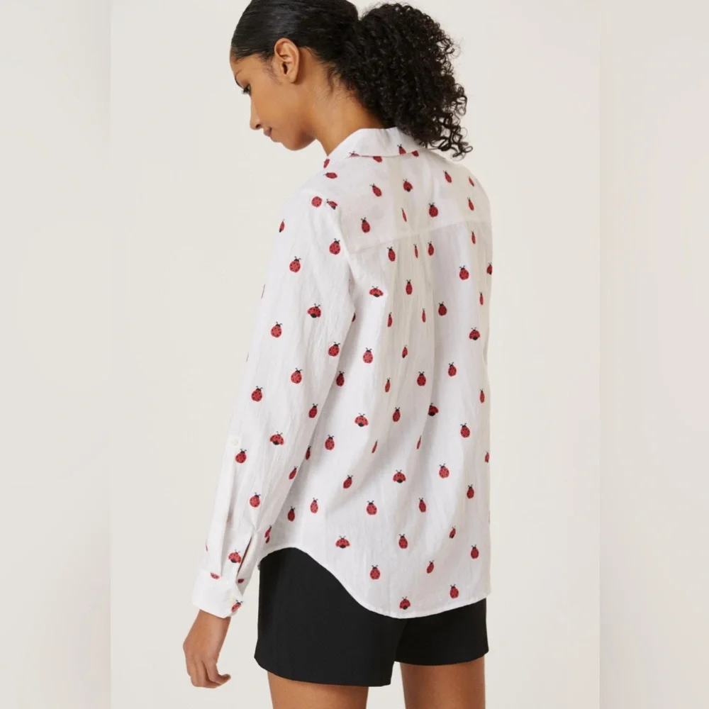 NWT Maeve by Anthropologie Classic Lady Bug Buttondown, Size L - Picture 3 of 13